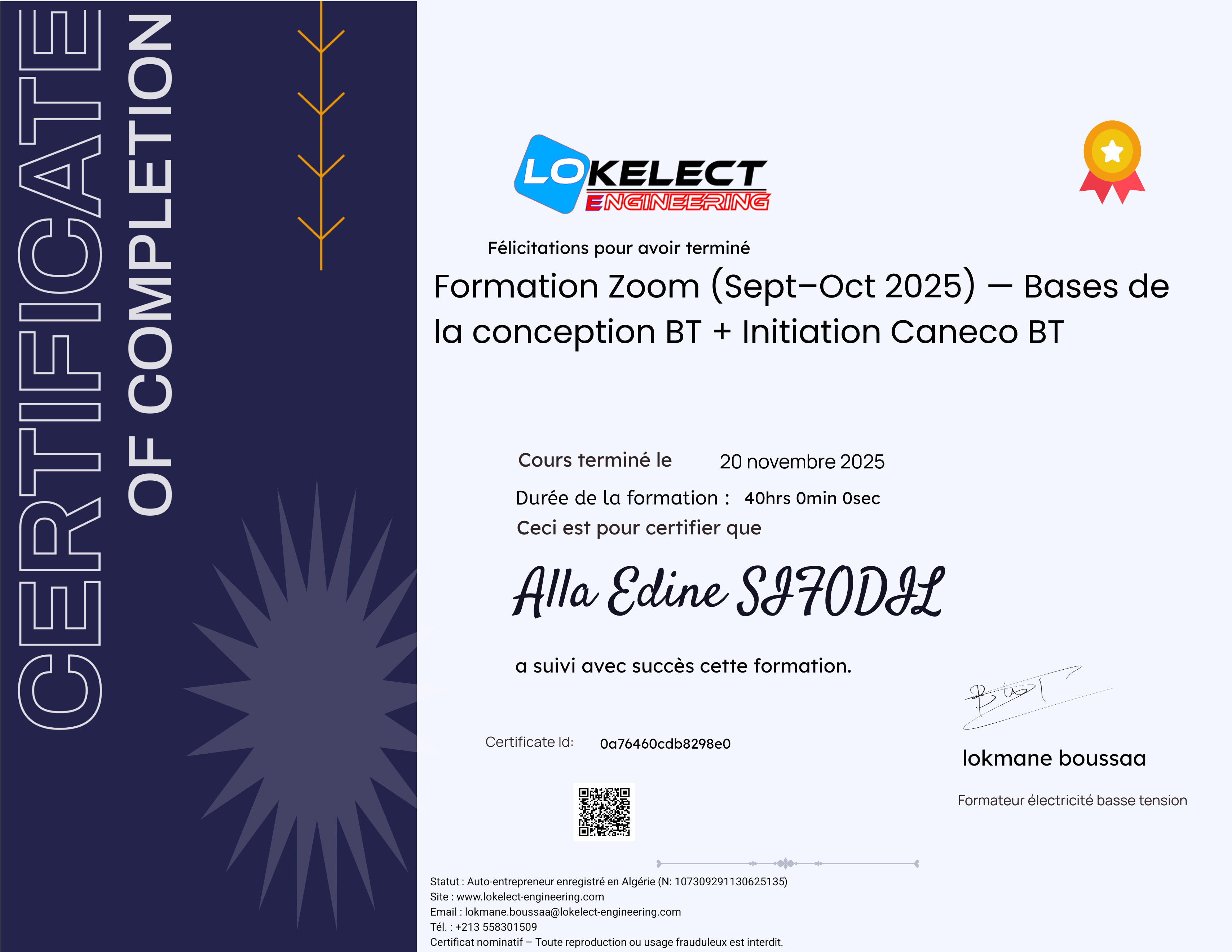 Formation Zoom (Sept–Oct 2025) — Bases de la conception BT + Initiation Caneco BT